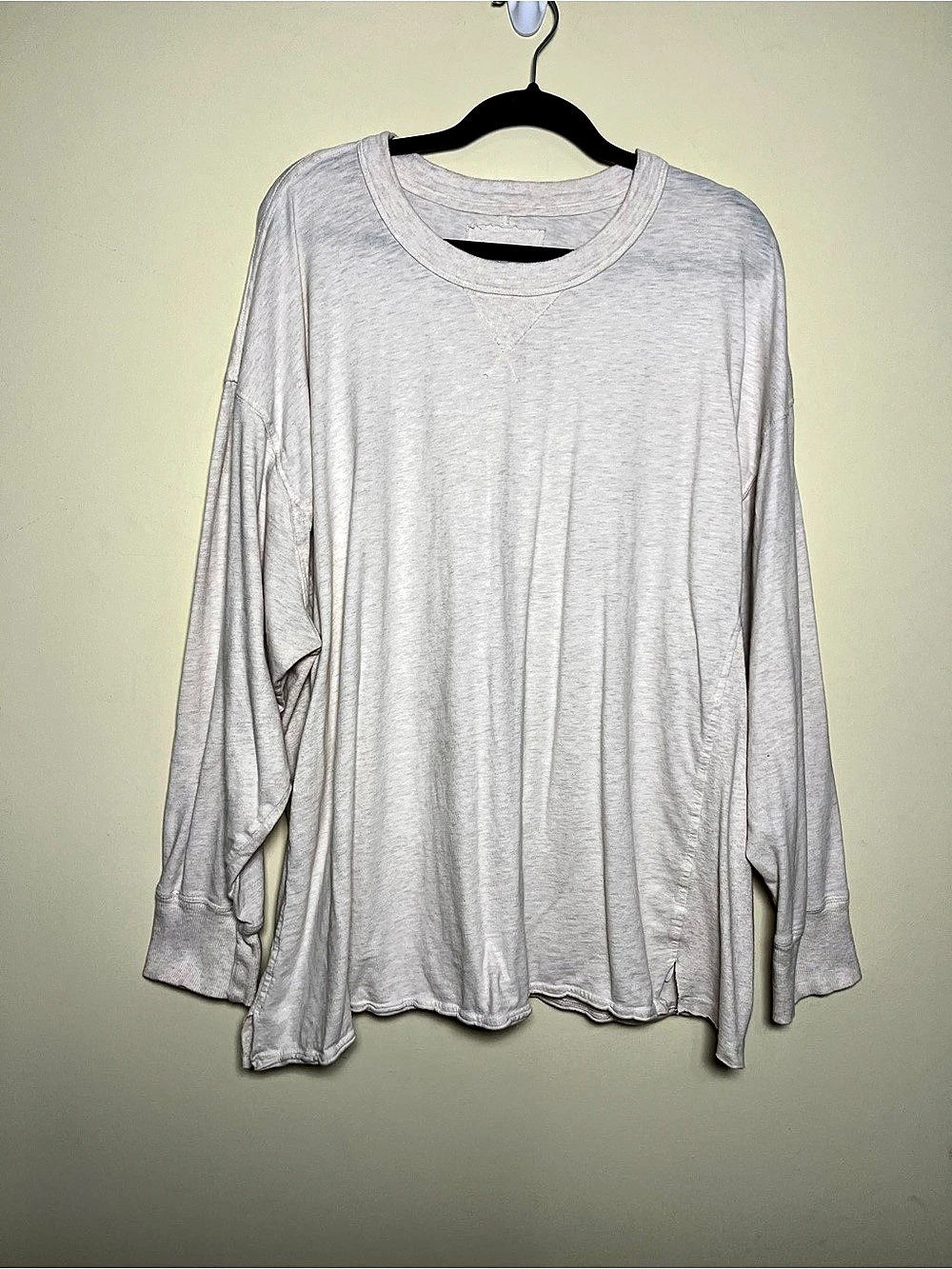 Aerie Cozy Oversized Long Sleeve Boyfriend T-Shirt Cream Women’s Size XXL